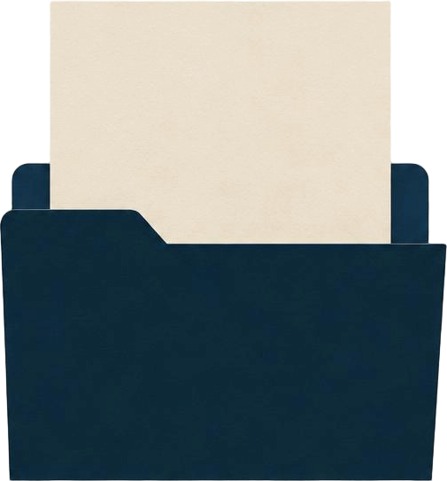 An open file folder with a single sheet of paper rising out of it